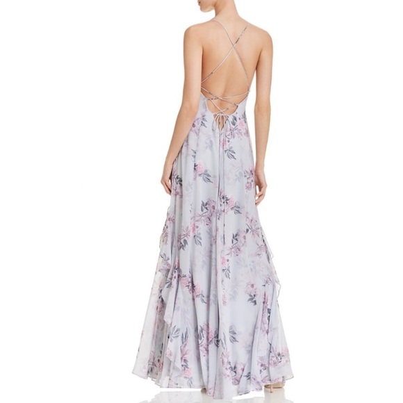 Fame and Partners Nav Ruffle Gown NWT - Picture 3 of 7